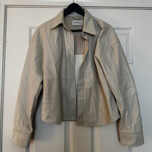 Aritzia Babaton Pelli Vegan Leather Shirt Jacket in cream, size M/L